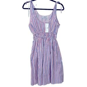 Never a Wallflower Red, White and Blue Striped Sun Dress Women’s size XS NWT